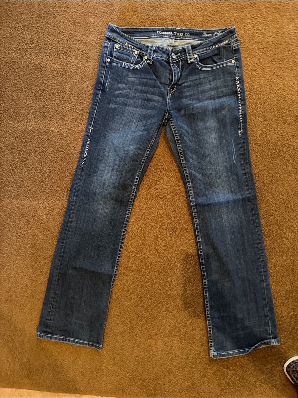 Cowgirl Tuff Women's Indigo Bootcut Jeans with Stud Detailing